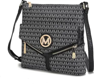 MKF Crossbody Bag for Women – PU Leather Pocketbook Handbag Triple Compartment Messenger Purse – Shoulder Strap