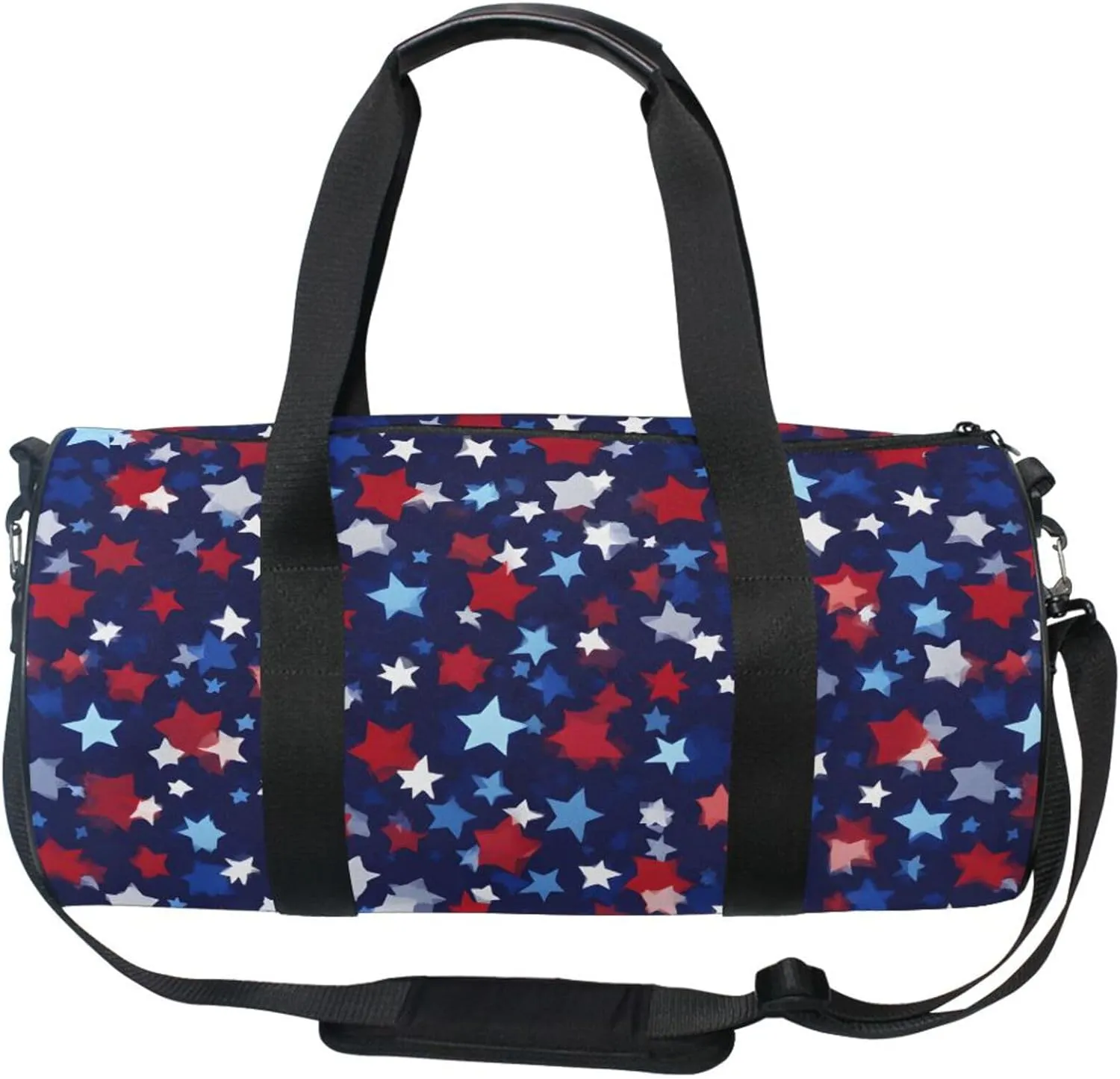 MNSRUU Sports Duffel Bags, Red Blue Star Athletic Gym Bag Overnight Workout Travel Tote Luggage for Men Women Yoga