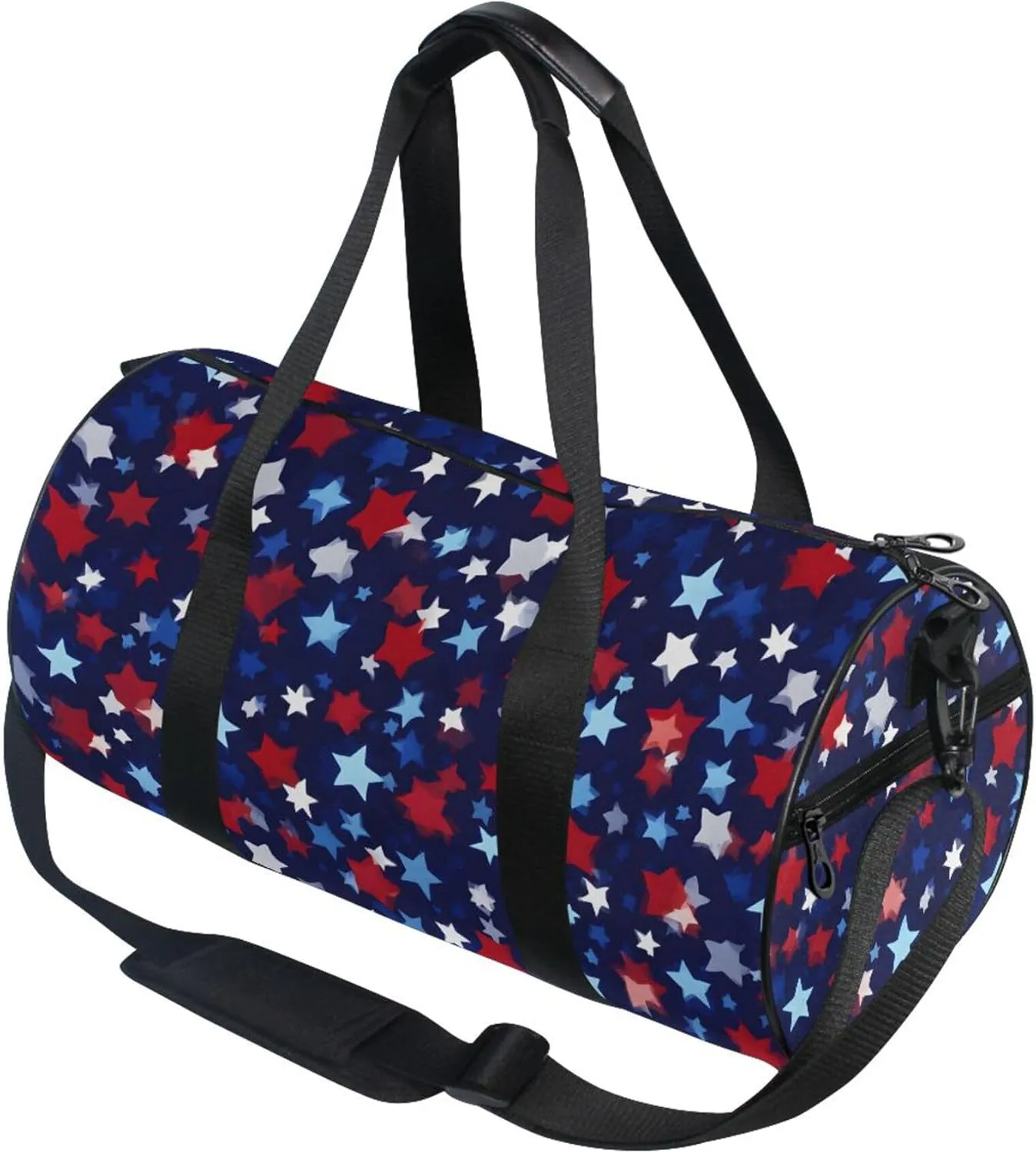 MNSRUU Sports Duffel Bags, Red Blue Star Athletic Gym Bag Overnight Workout Travel Tote Luggage for Men Women Yoga