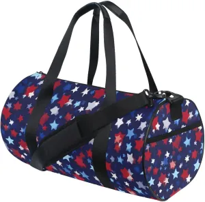 MNSRUU Sports Duffel Bags, Red Blue Star Athletic Gym Bag Overnight Workout Travel Tote Luggage for Men Women Yoga