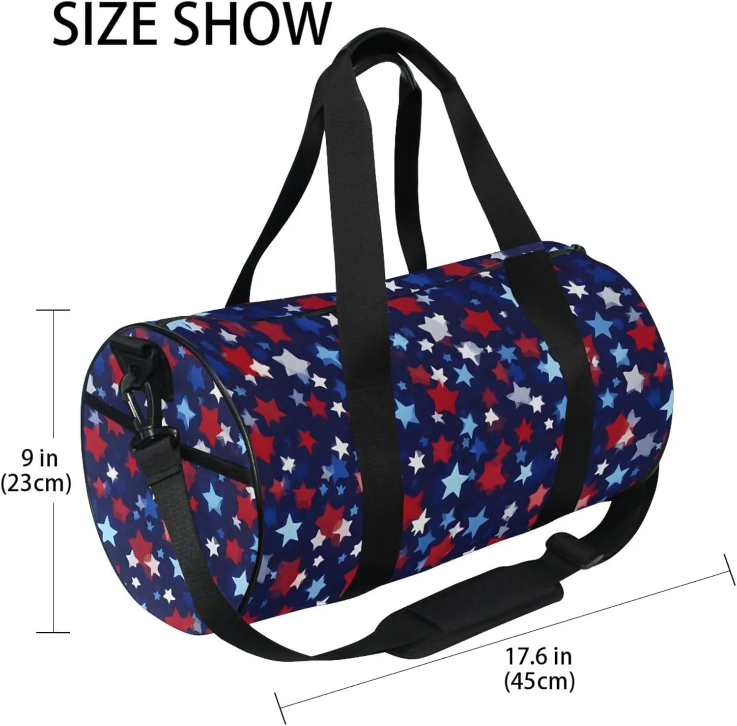 MNSRUU Sports Duffel Bags, Red Blue Star Athletic Gym Bag Overnight Workout Travel Tote Luggage for Men Women Yoga