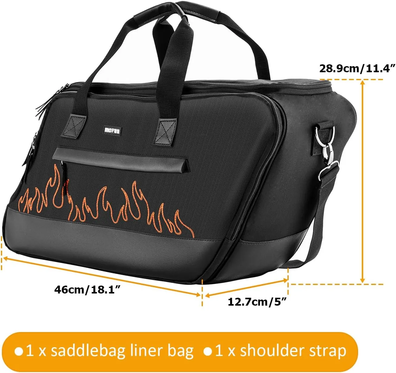 Mofun Motorcycle Saddlebag Liner Bag Hard Saddlebag Organizer With Bright Orange Liner Compatible with Harley Touring Street Road Electra Glide Road King 1993-2025, 1 Bag