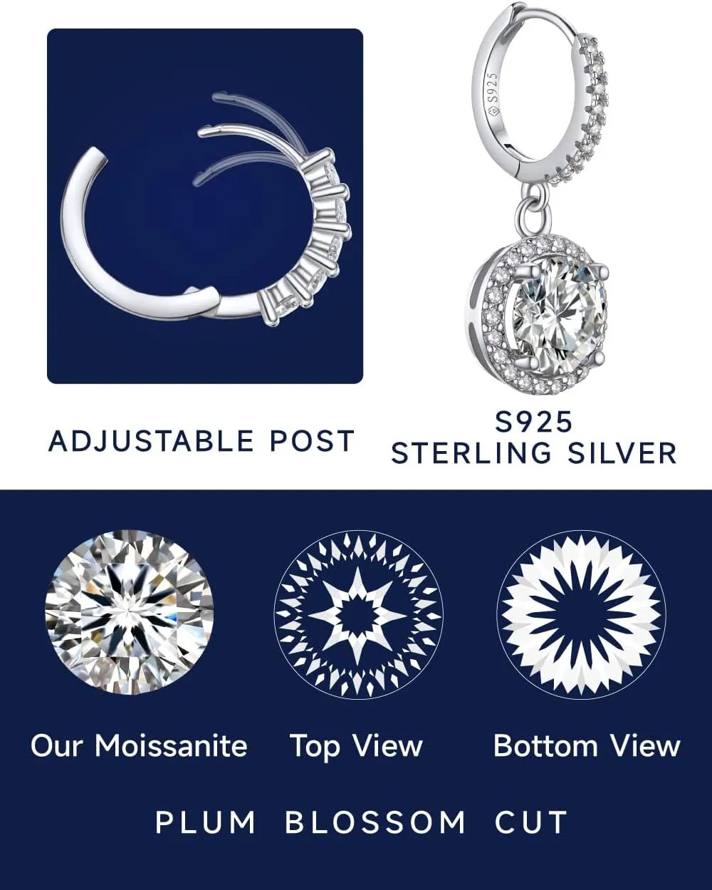 MomentWish Drop Earrings for Women, Women's Gift for Valentine Birthday, D Color VVS1 Dancing Moissanite Earrings, 925 Sterling Silver Dangle Earrings
