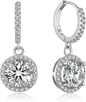 MomentWish Drop Earrings for Women, Women's Gift for Valentine Birthday, D Color VVS1 Dancing Moissanite Earrings, 925 Sterling Silver Dangle Earrings