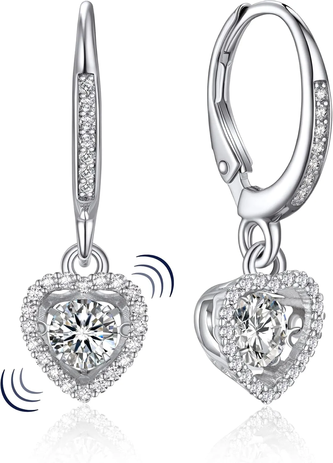 MomentWish Drop Earrings for Women, Women's Gift for Valentine Birthday, D Color VVS1 Dancing Moissanite Earrings, 925 Sterling Silver Dangle Earrings