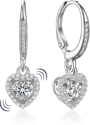 MomentWish Drop Earrings for Women, Women's Gift for Valentine Birthday, D Color VVS1 Dancing Moissanite Earrings, 925 Sterling Silver Dangle Earrings