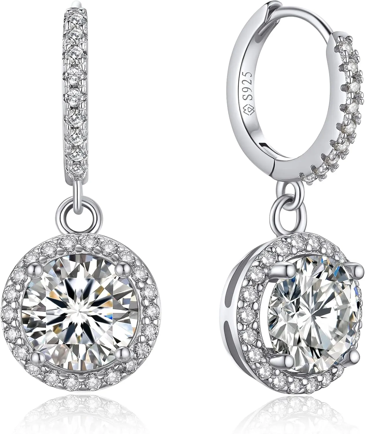 MomentWish Drop Earrings for Women, Women's Gift for Valentine Birthday, D Color VVS1 Dancing Moissanite Earrings, 925 Sterling Silver Dangle Earrings