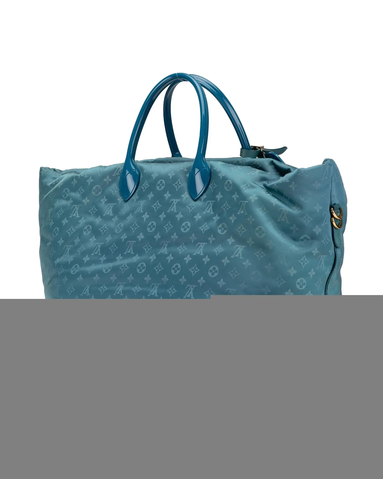 Monogram Nylon Beach Bag with Leather Handles and Detachable Strap