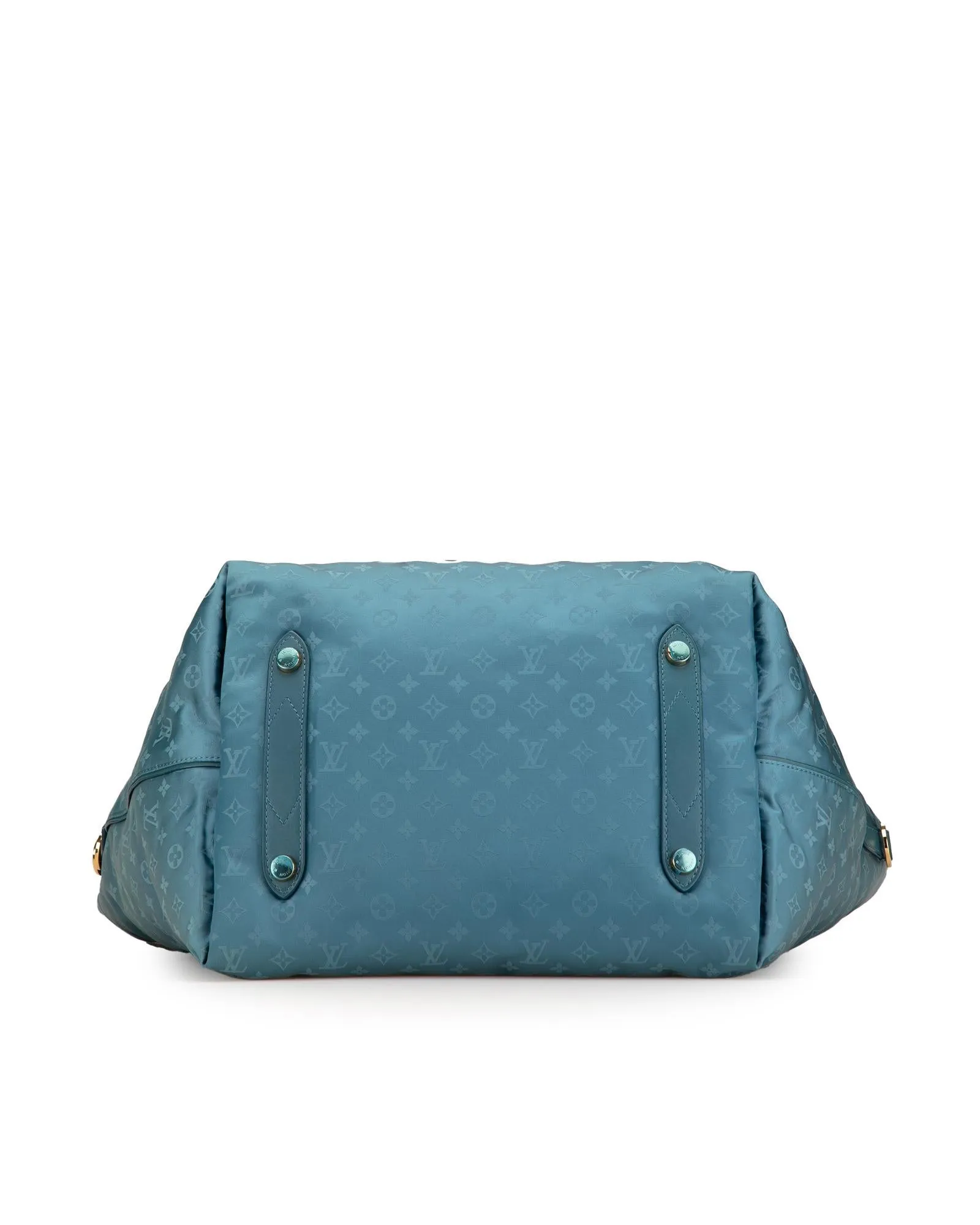 Monogram Nylon Beach Bag with Leather Handles and Detachable Strap