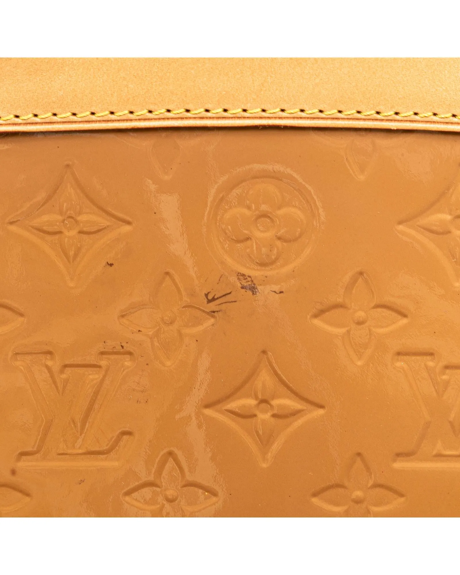 Monogram Vernis Leather Handbag with Vachetta Trim and Detachable Strap