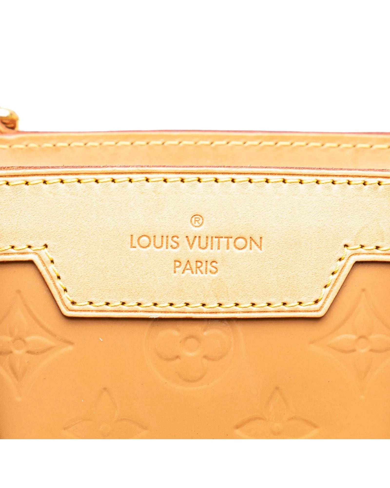 Monogram Vernis Leather Handbag with Vachetta Trim and Detachable Strap