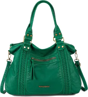 Montana West Washed Leather Hobo Bags for Women Roomy Handbags with Crossbody Strap