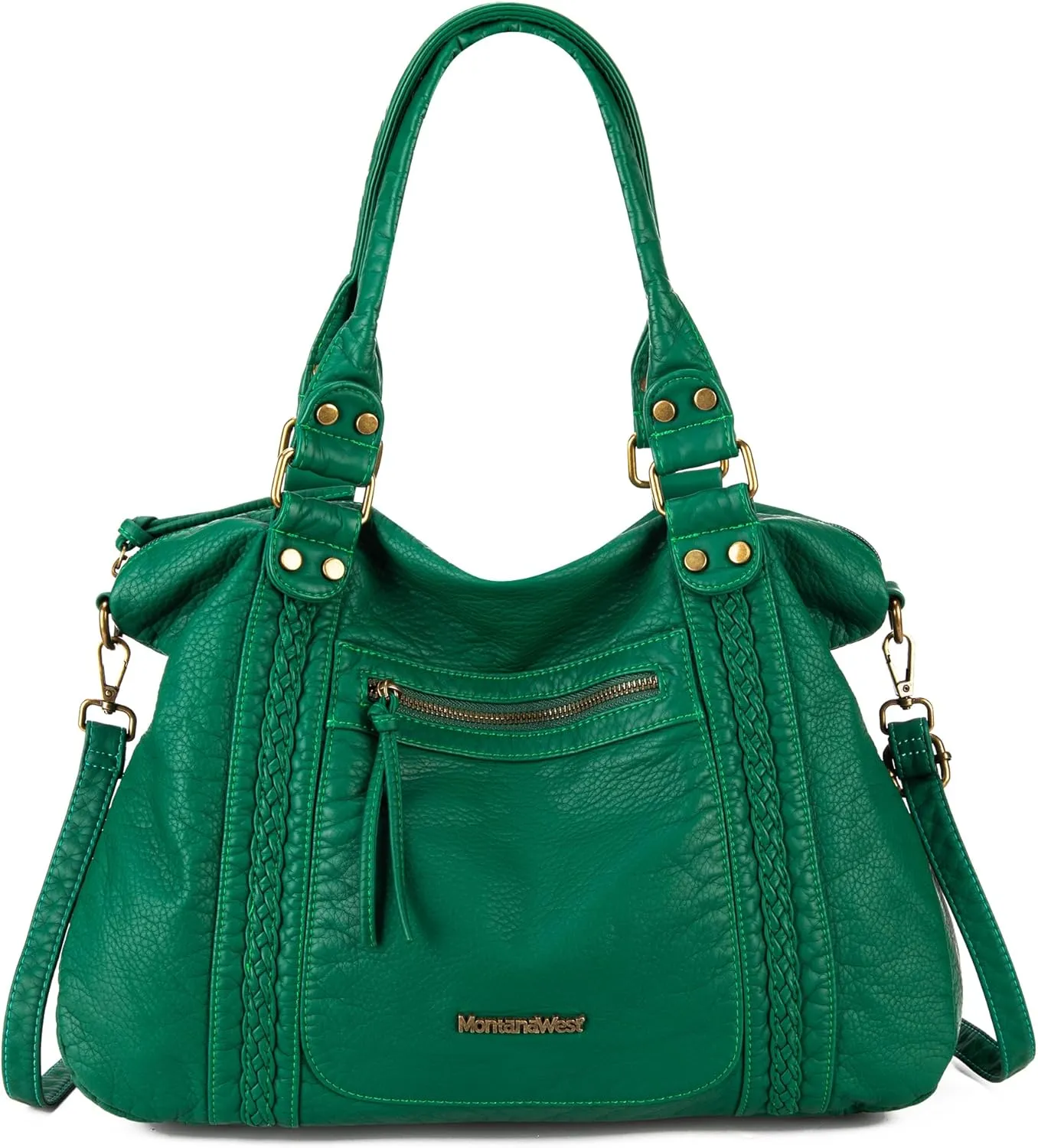Montana West Washed Leather Hobo Bags for Women Roomy Handbags with Crossbody Strap