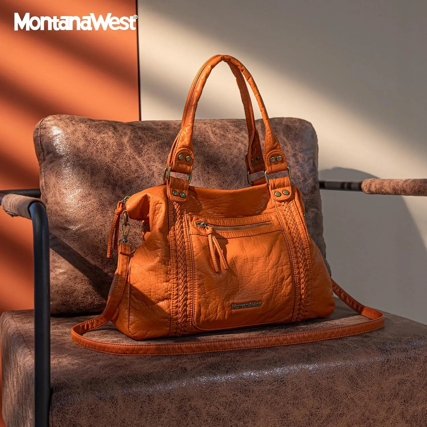 Montana West Washed Leather Hobo Bags for Women Roomy Handbags with Crossbody Strap