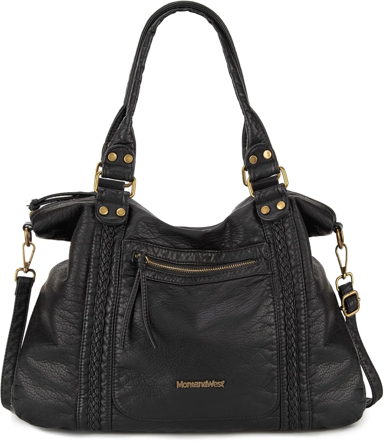 Montana West Washed Leather Hobo Bags for Women Roomy Handbags with Crossbody Strap