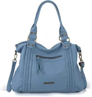 Montana West Washed Leather Hobo Bags for Women Roomy Handbags with Crossbody Strap