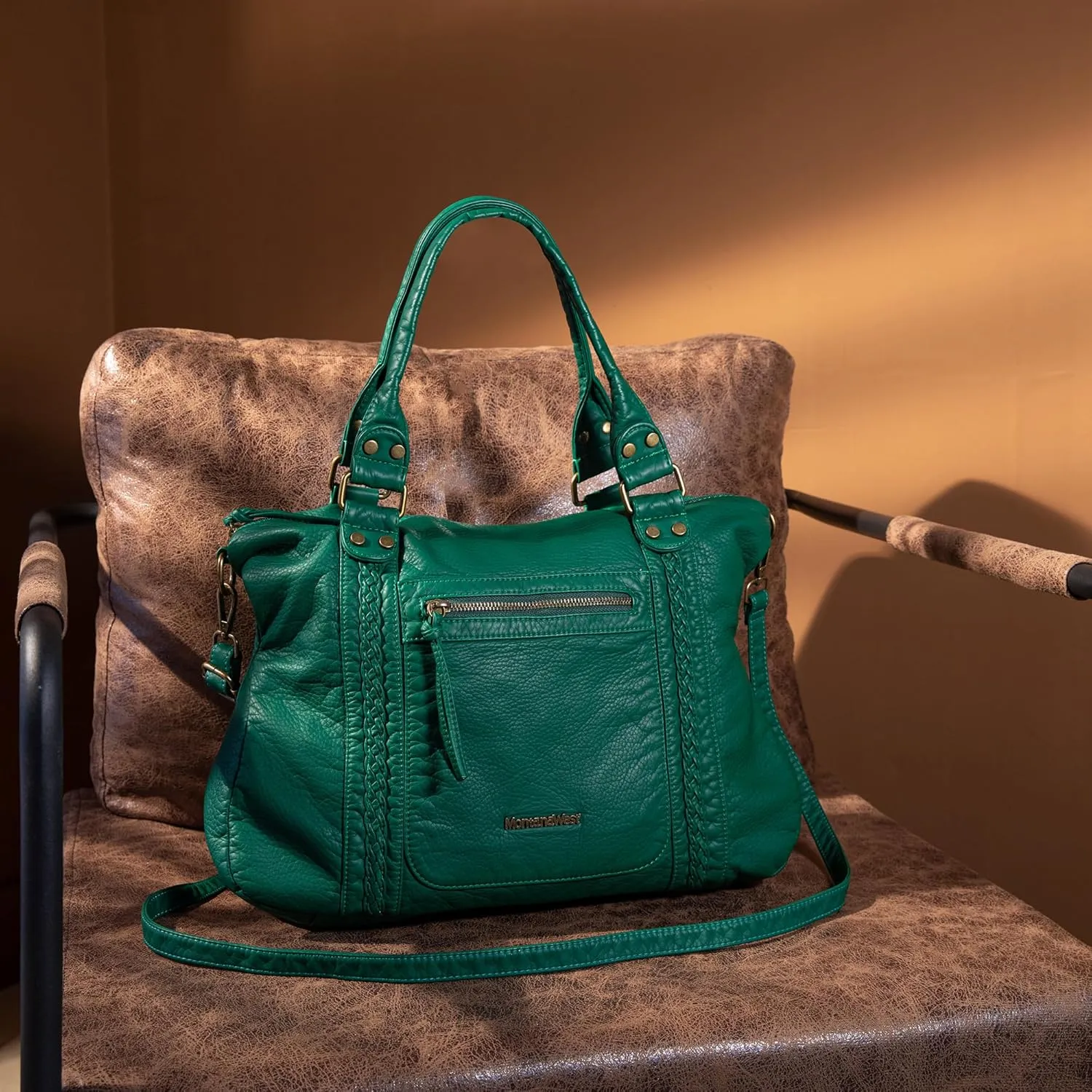 Montana West Washed Leather Hobo Bags for Women Roomy Handbags with Crossbody Strap