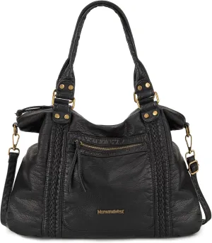 Montana West Washed Leather Hobo Bags for Women Roomy Handbags with Crossbody Strap