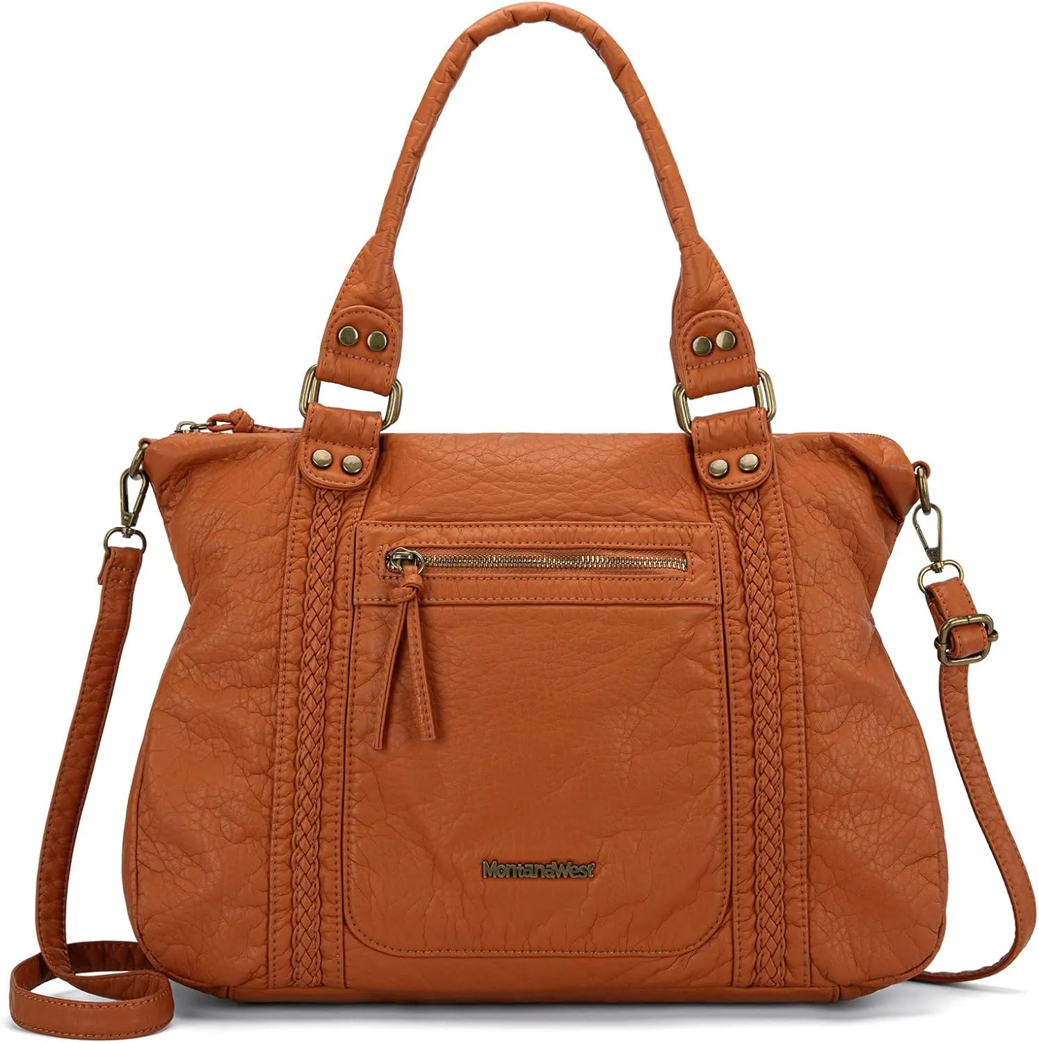 Montana West Washed Leather Hobo Bags for Women Roomy Handbags with Crossbody Strap