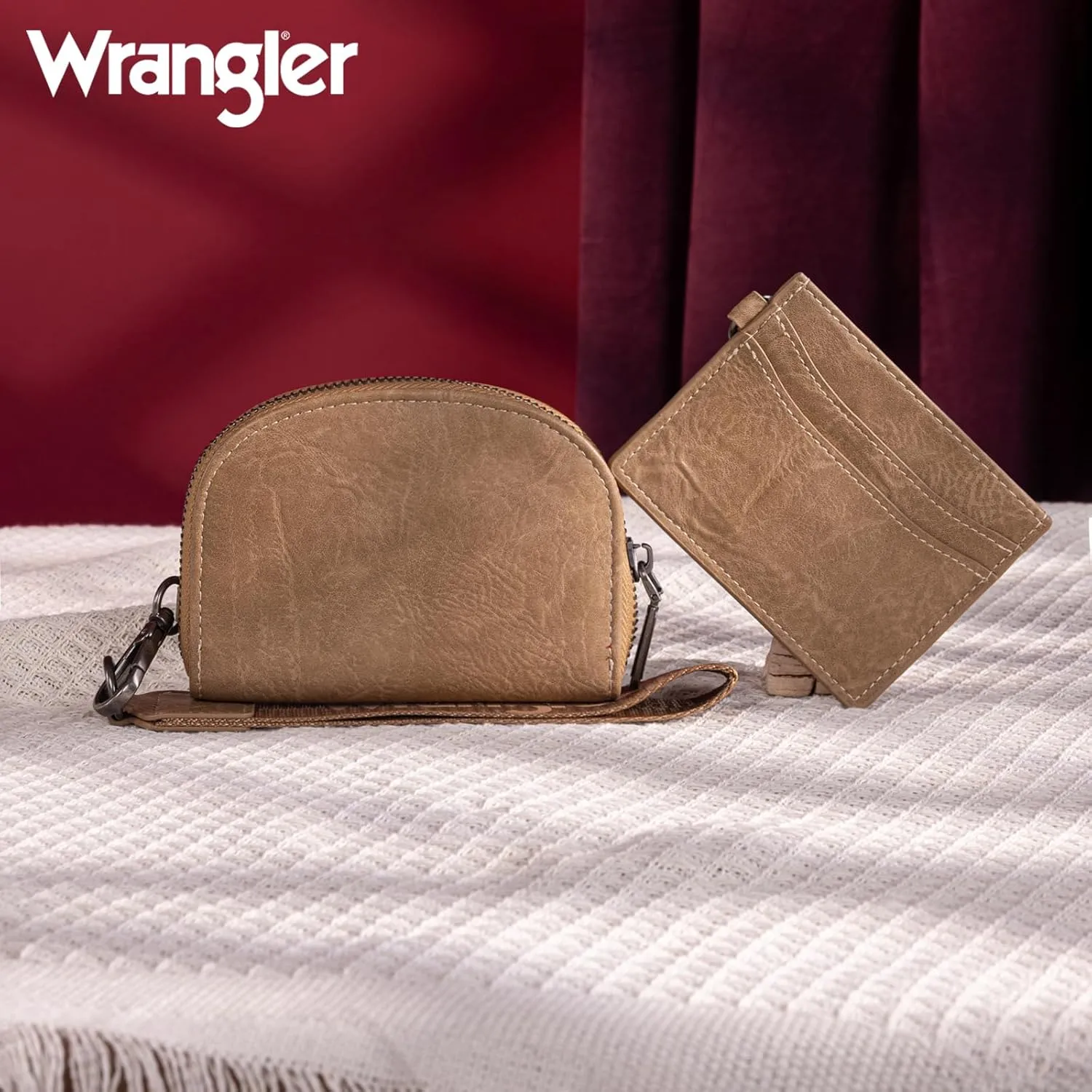 Montana West Wrangler KeyChain Wallet Wristlet Wallets for Women Dual Pouch Wristlet Rfid Blocking Credit Card Holder Wallet
