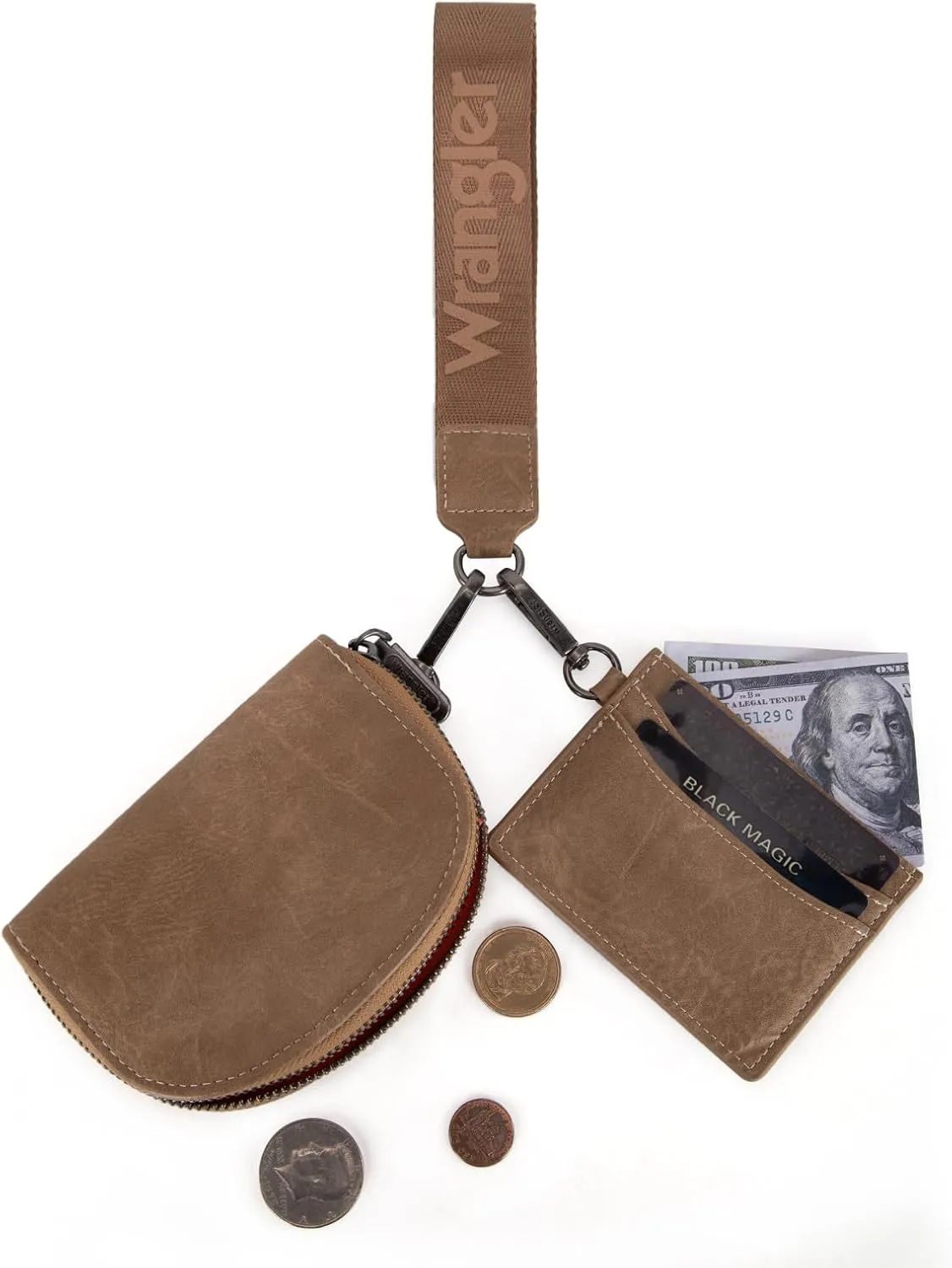 Montana West Wrangler KeyChain Wallet Wristlet Wallets for Women Dual Pouch Wristlet Rfid Blocking Credit Card Holder Wallet
