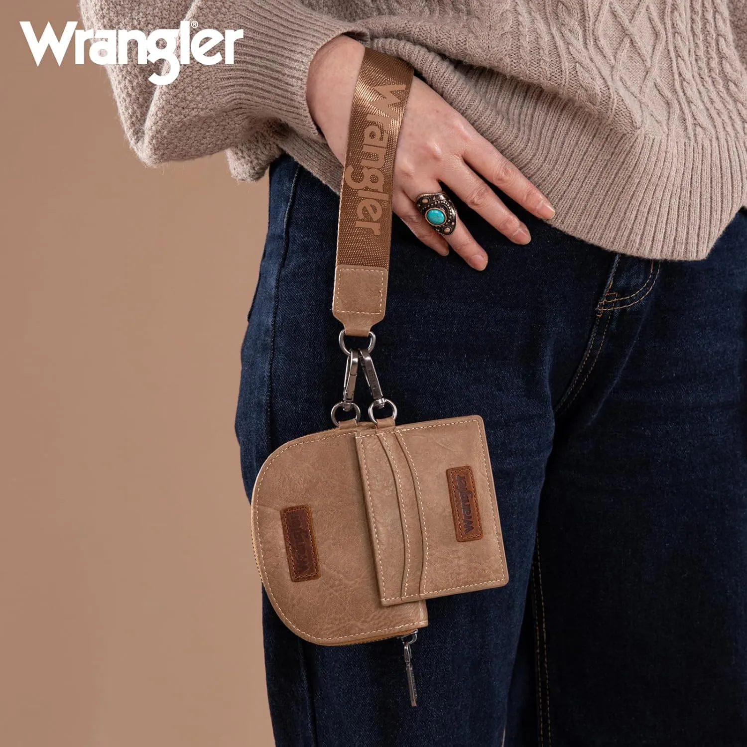 Montana West Wrangler KeyChain Wallet Wristlet Wallets for Women Dual Pouch Wristlet Rfid Blocking Credit Card Holder Wallet