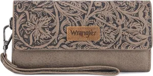 Montana West X Wrangler Western Wallets for Women Trifold Wristlet Wallets Large Capacity Women Clutch Wallet with Coin Purse