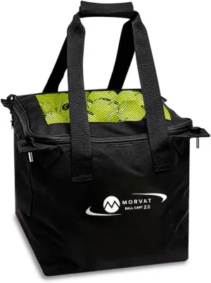 MORVAT Professional Tennis & Pickle Ball Hopper Holds 165 Balls Heavy-Duty Pro Sports Practice Cart, Foldable Portable Compact & Lightweight Zippered Pocket & Racket Holder, Carry Bag   3 Tennis Balls