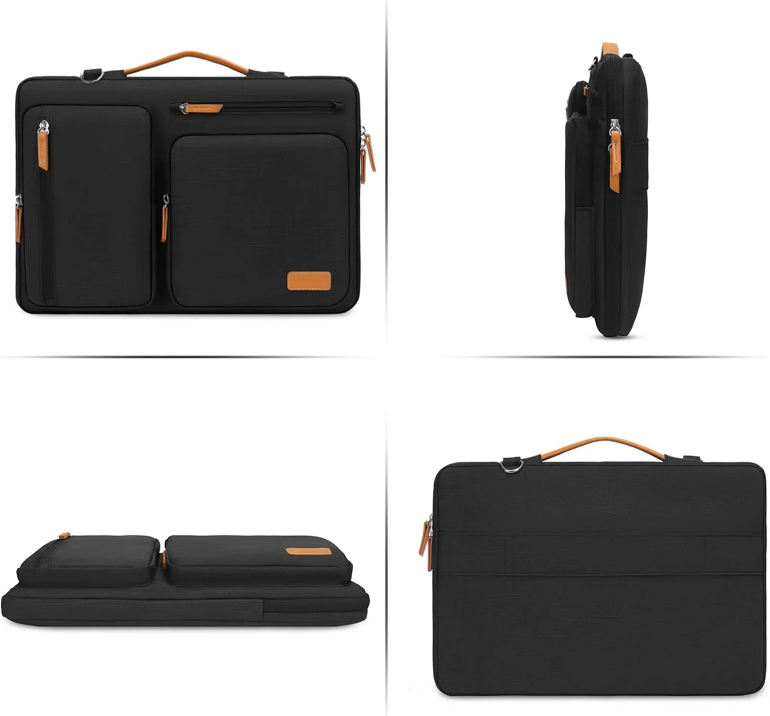 MOSISO 360 Protective Laptop Shoulder Bag,15-15.6 inch Computer Bags Compatible with MacBook Pro 16 inch, HP, Dell, Lenovo, Asus Notebook,Side Open Messenger Bag with 4 Zipper Pockets, Black