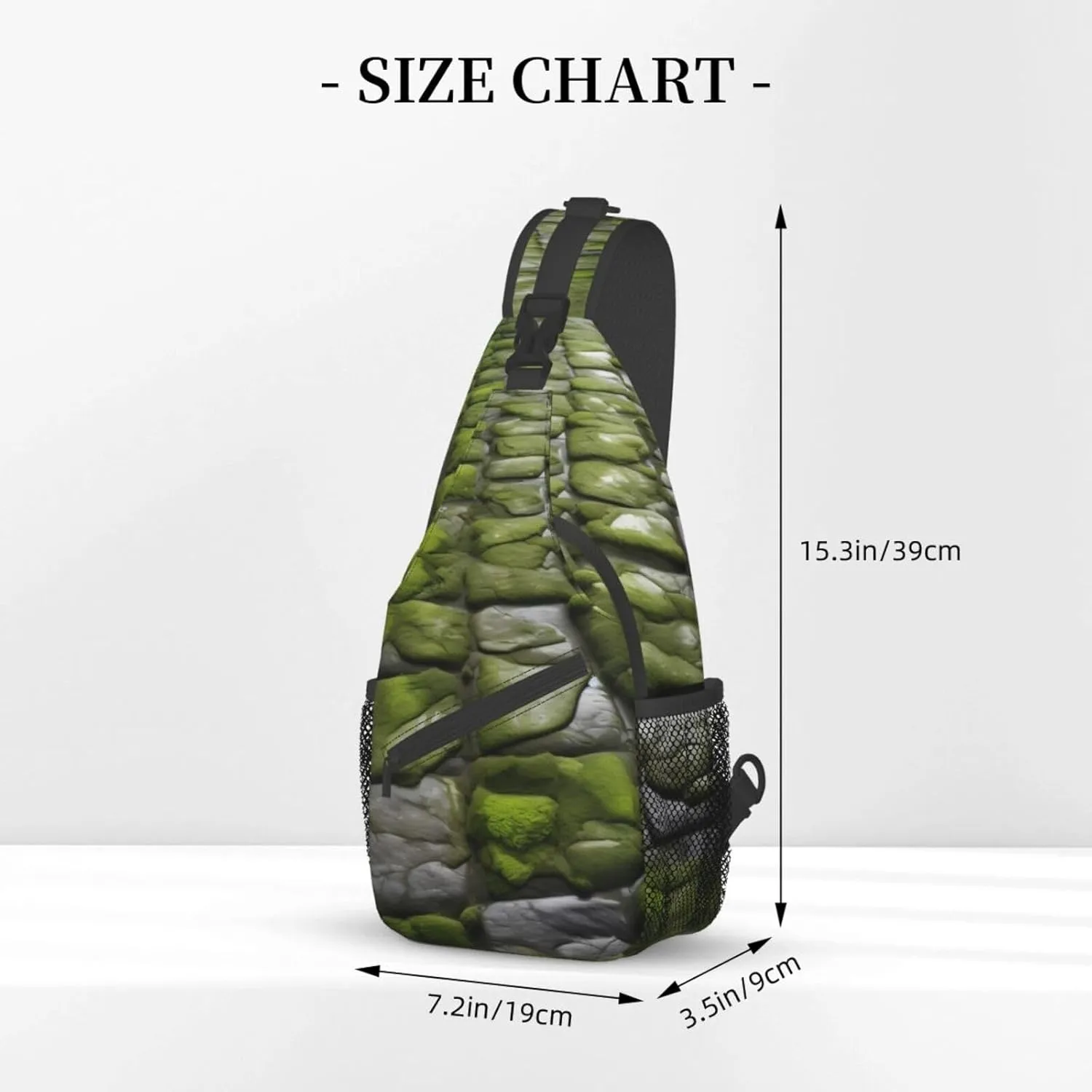 Moss Stone Pavement High Storage Capacity Chest Bag Diagonally Sling Backpack Crossbody Shoulder Bag For Men Women