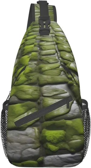 Moss Stone Pavement High Storage Capacity Chest Bag Diagonally Sling Backpack Crossbody Shoulder Bag For Men Women