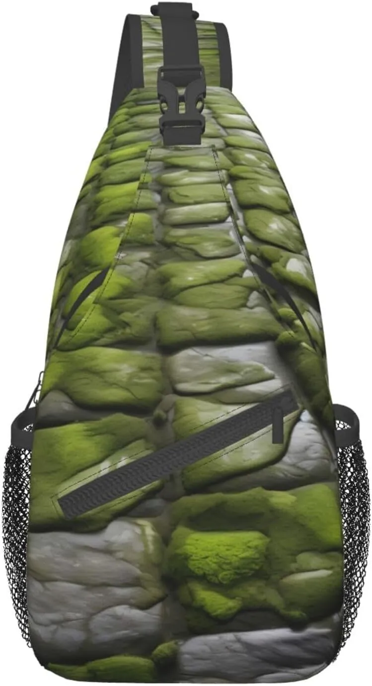 Moss Stone Pavement High Storage Capacity Chest Bag Diagonally Sling Backpack Crossbody Shoulder Bag For Men Women