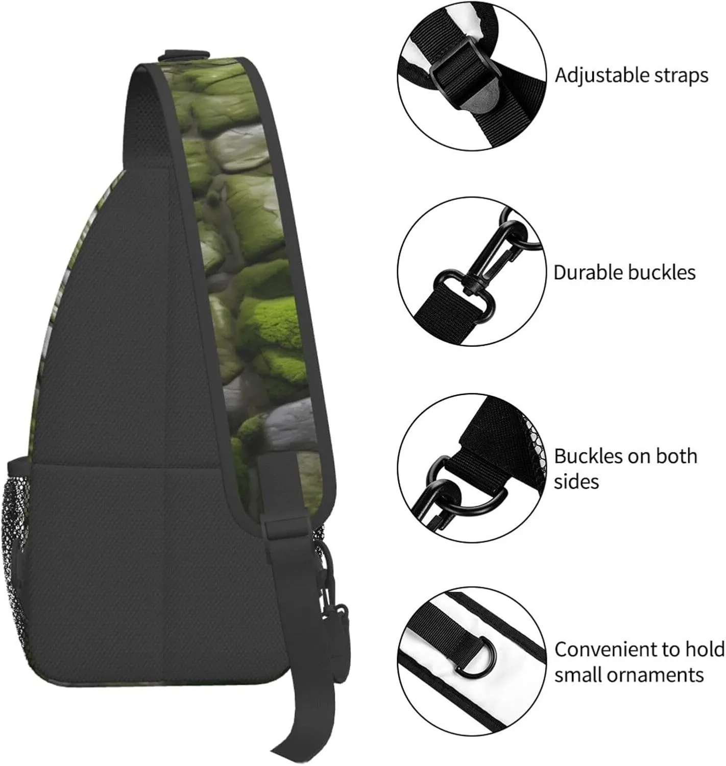 Moss Stone Pavement High Storage Capacity Chest Bag Diagonally Sling Backpack Crossbody Shoulder Bag For Men Women