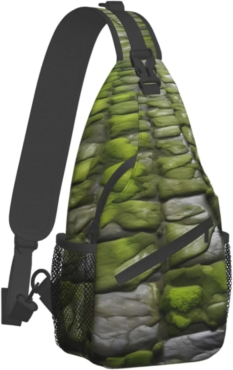 Moss Stone Pavement High Storage Capacity Chest Bag Diagonally Sling Backpack Crossbody Shoulder Bag For Men Women