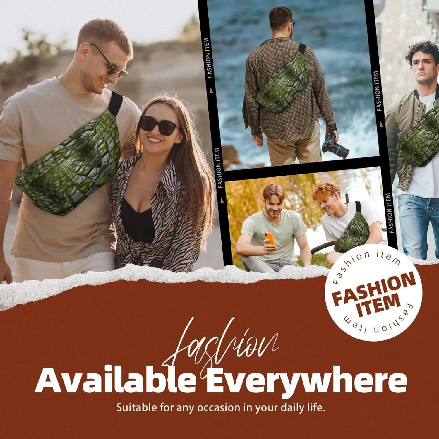 Moss Stone Pavement Multi-Purpose Fanny Pack and Crossbody Bag - High Capacity with Zipper Pockets, Ideal for Men and Women
