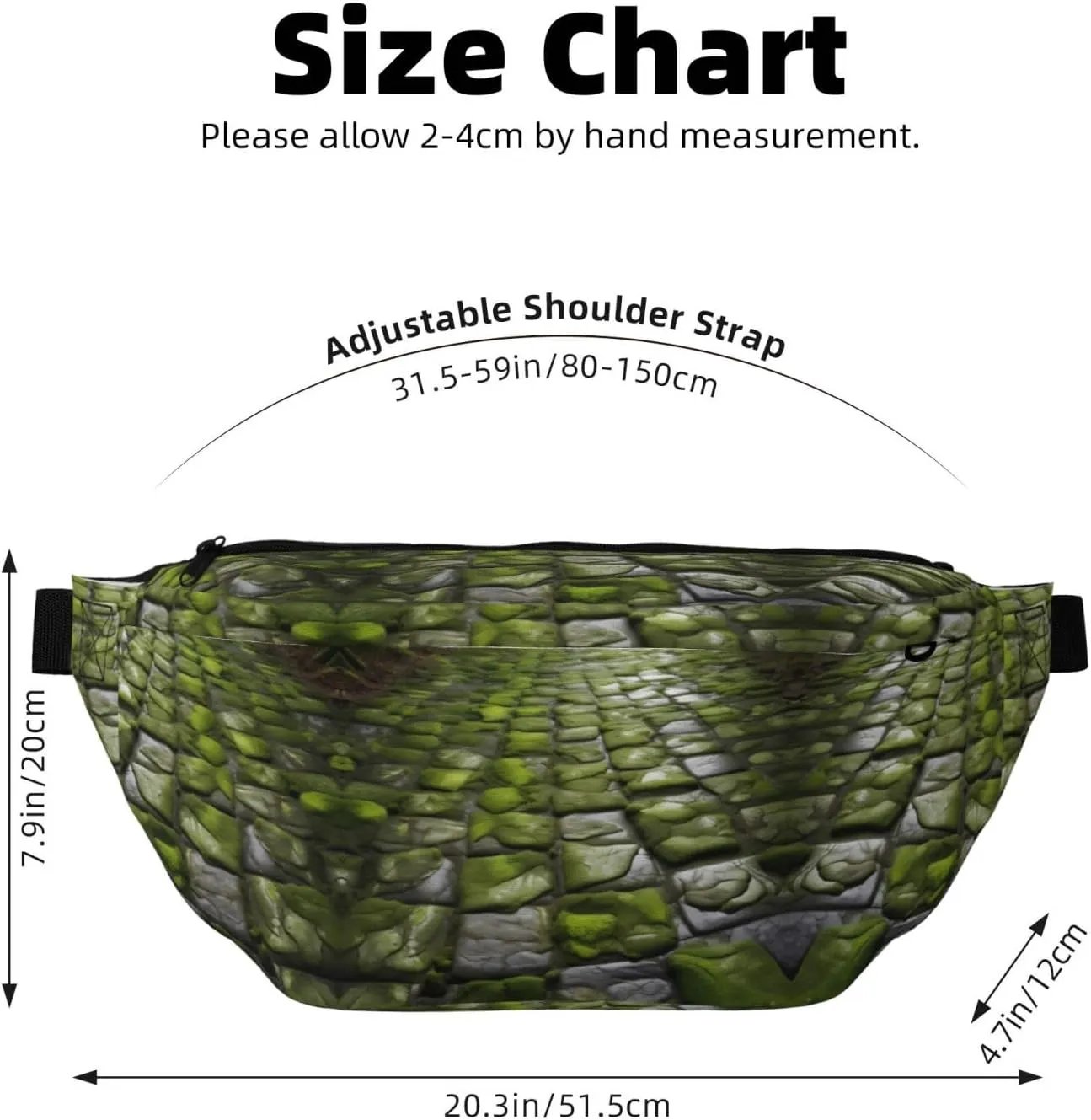 Moss Stone Pavement Multi-Purpose Fanny Pack and Crossbody Bag - High Capacity with Zipper Pockets, Ideal for Men and Women