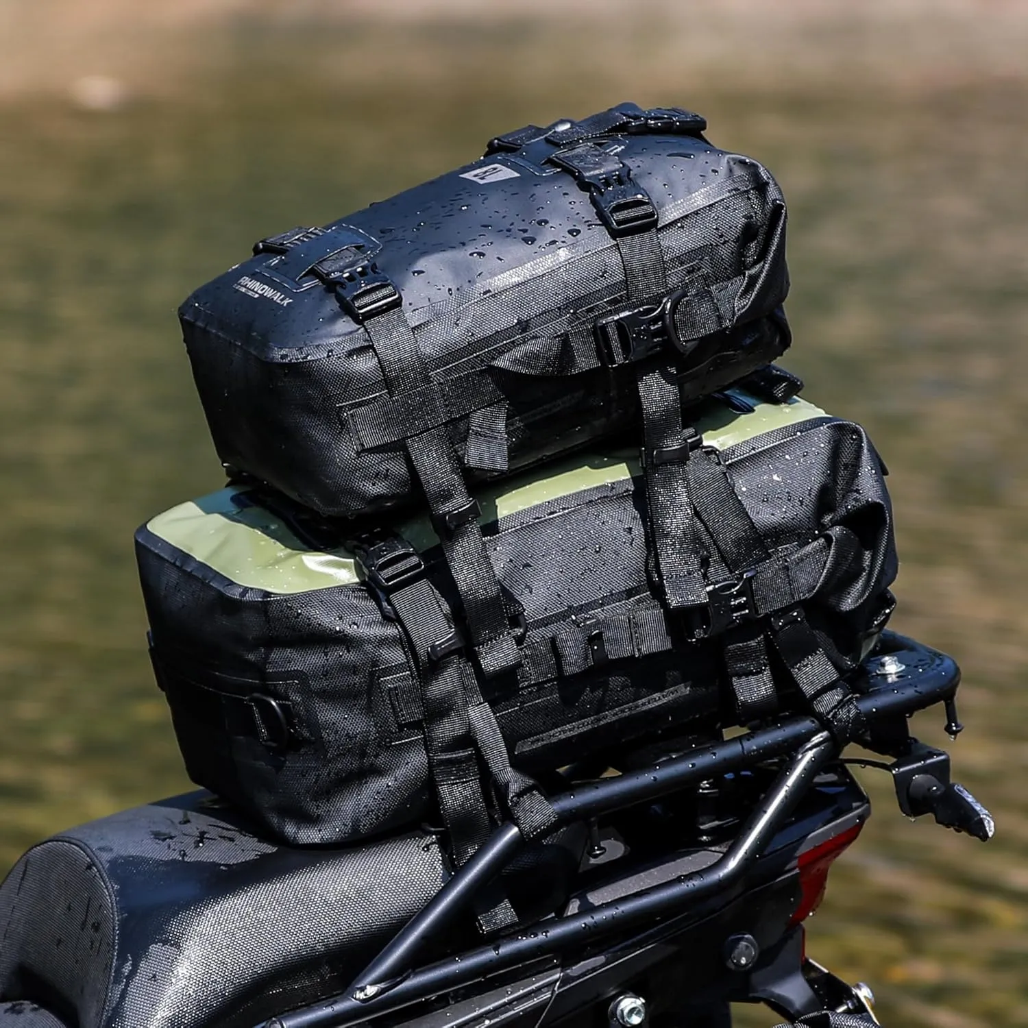 Motorcycle Tail Bag,Rhinowalk Waterproof Tail Bag,Motorcycle Rear Seat Bag,Motorbike backpack,Rhinowalk Side Bag,Black 8L
