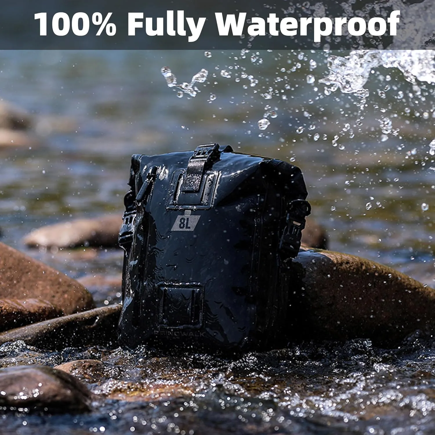 Motorcycle Tail Bag,Rhinowalk Waterproof Tail Bag,Motorcycle Rear Seat Bag,Motorbike backpack,Rhinowalk Side Bag,Black 8L