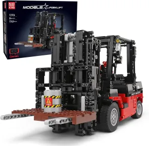 Mould King 13106 Forklift Truck Building Block Kit, MOC Remote Control Heavy-Duty Shelf Lifted Truck Model Toy, Gift Toys for Kids Age 8 / Adult (1,719 Pieces)