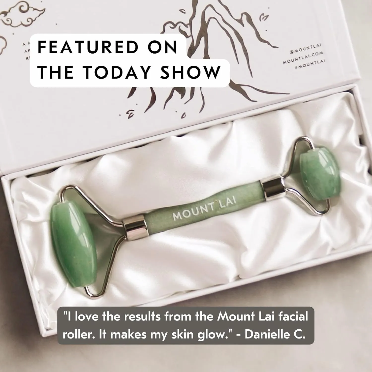Mount Lai De-Puffing Jade Facial Roller – The Stone of Eternal Youth, Authentic Jade Face Roller for Sculpting, Soothing & Glowing Skin, Ultimate Facial Massager Tool for Self-Care Ritual