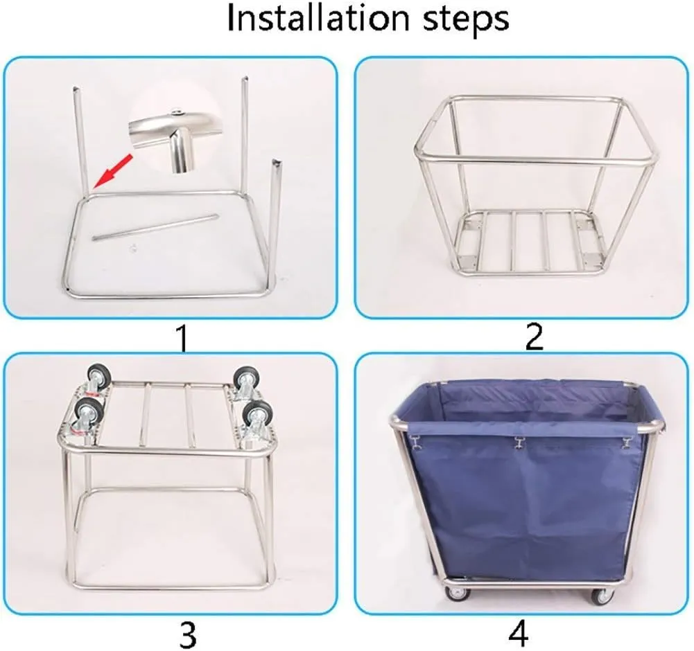 Movable Hand Trucks Trolleys, Household Serving Cart Heavy-Duty Rolling Laundry Sorter Cart with Movable Bags Silenters, Multifunction Hotel Service Trolley/Blue/90X65X80Cm(Blue-90X65X80Cm)