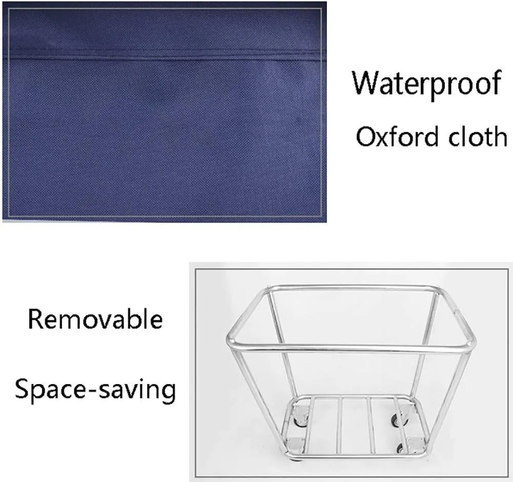 Movable Hand Trucks Trolleys, Household Serving Cart Heavy-Duty Rolling Laundry Sorter Cart with Movable Bags Silenters, Multifunction Hotel Service Trolley/Blue/90X65X80Cm(Blue-90X65X80Cm)
