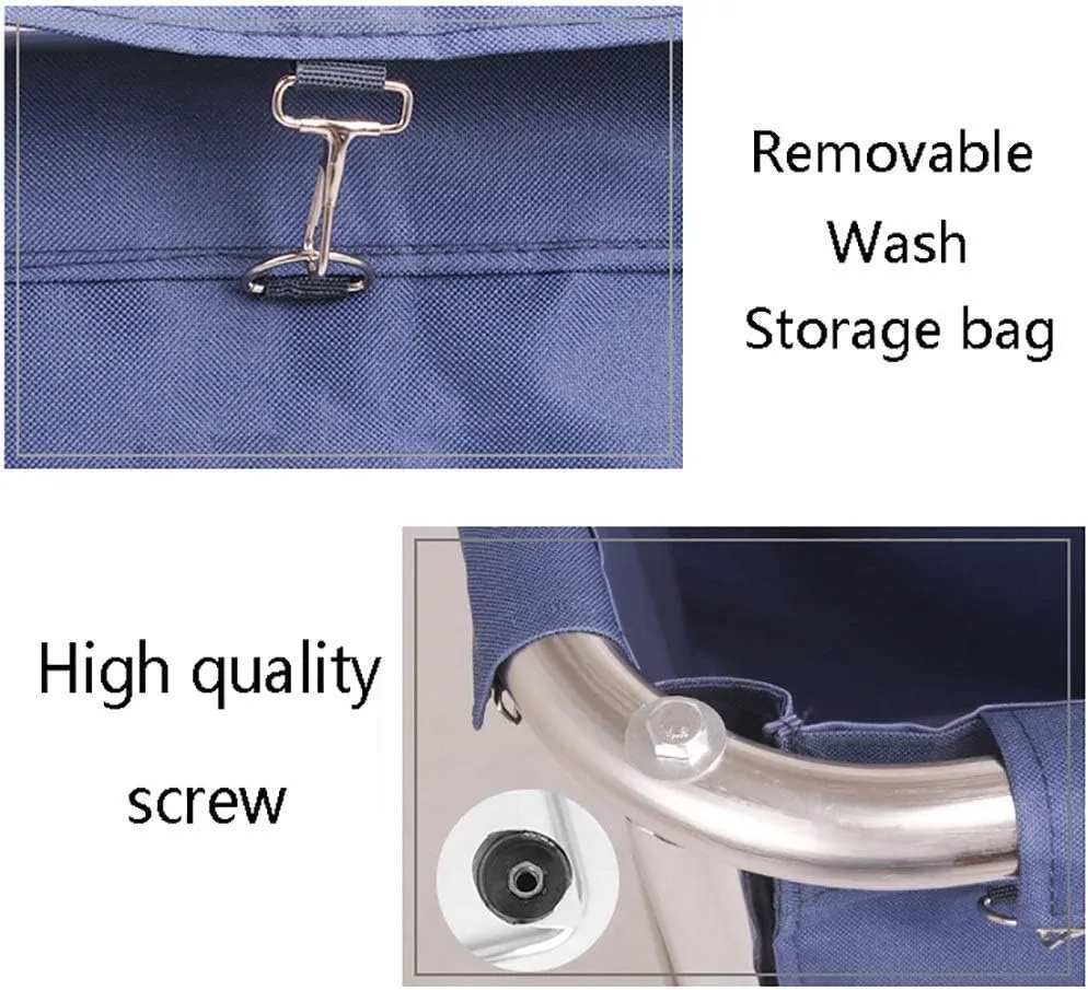 Movable Hand Trucks Trolleys, Household Serving Cart Heavy-Duty Rolling Laundry Sorter Cart with Movable Bags Silenters, Multifunction Hotel Service Trolley/Blue/90X65X80Cm(Blue-90X65X80Cm)