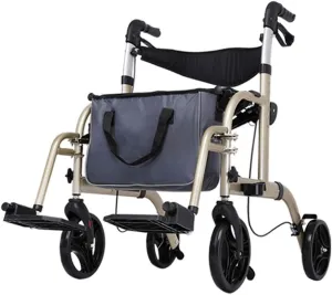 Multi-Function Shopping Trolleys,Kitchen Storage Utility-Carts Walker Aluminum Four-Wheel Walking Frame Shopping Cart with Seat with Shopping Bag Elderly Walking Assist Carts