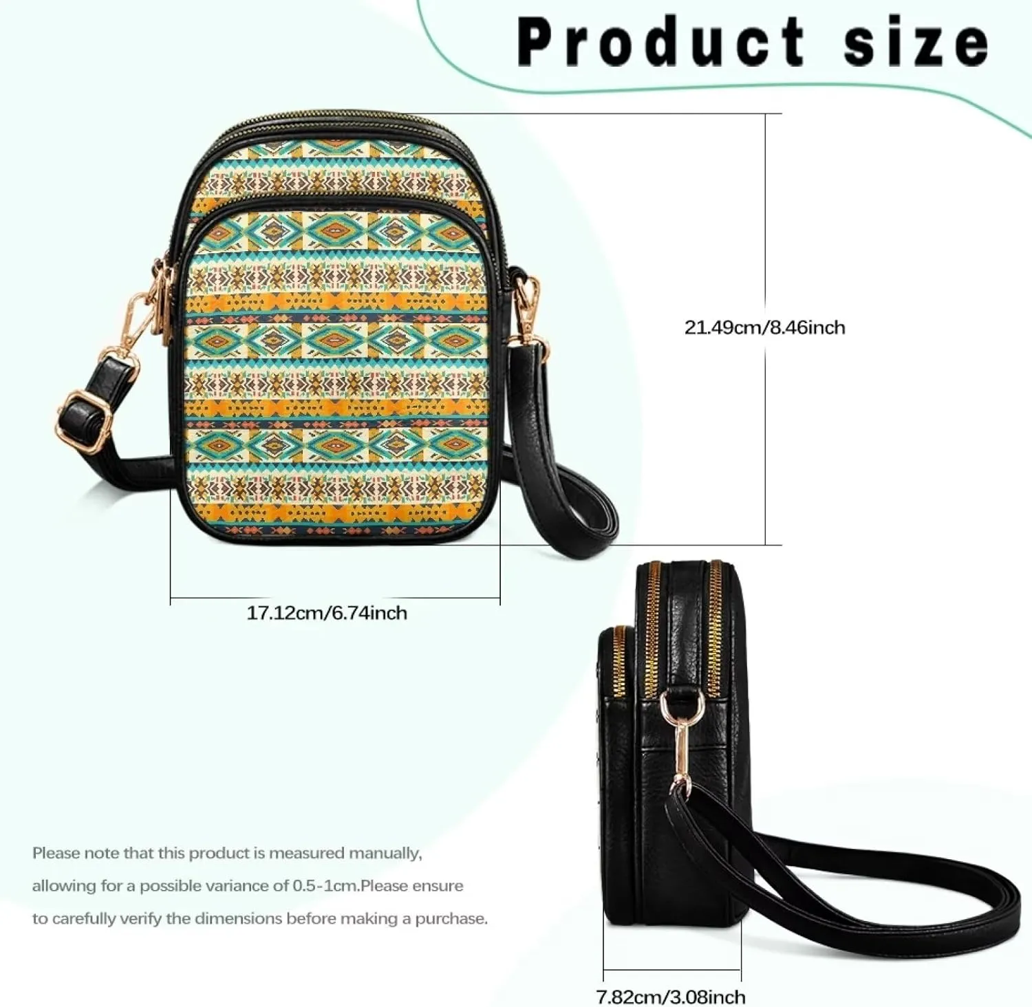Multi Pocket PU Leather Crossbody Bag Shoulder Handbags Sling Bag Messenger Bags with Adjustable Strap