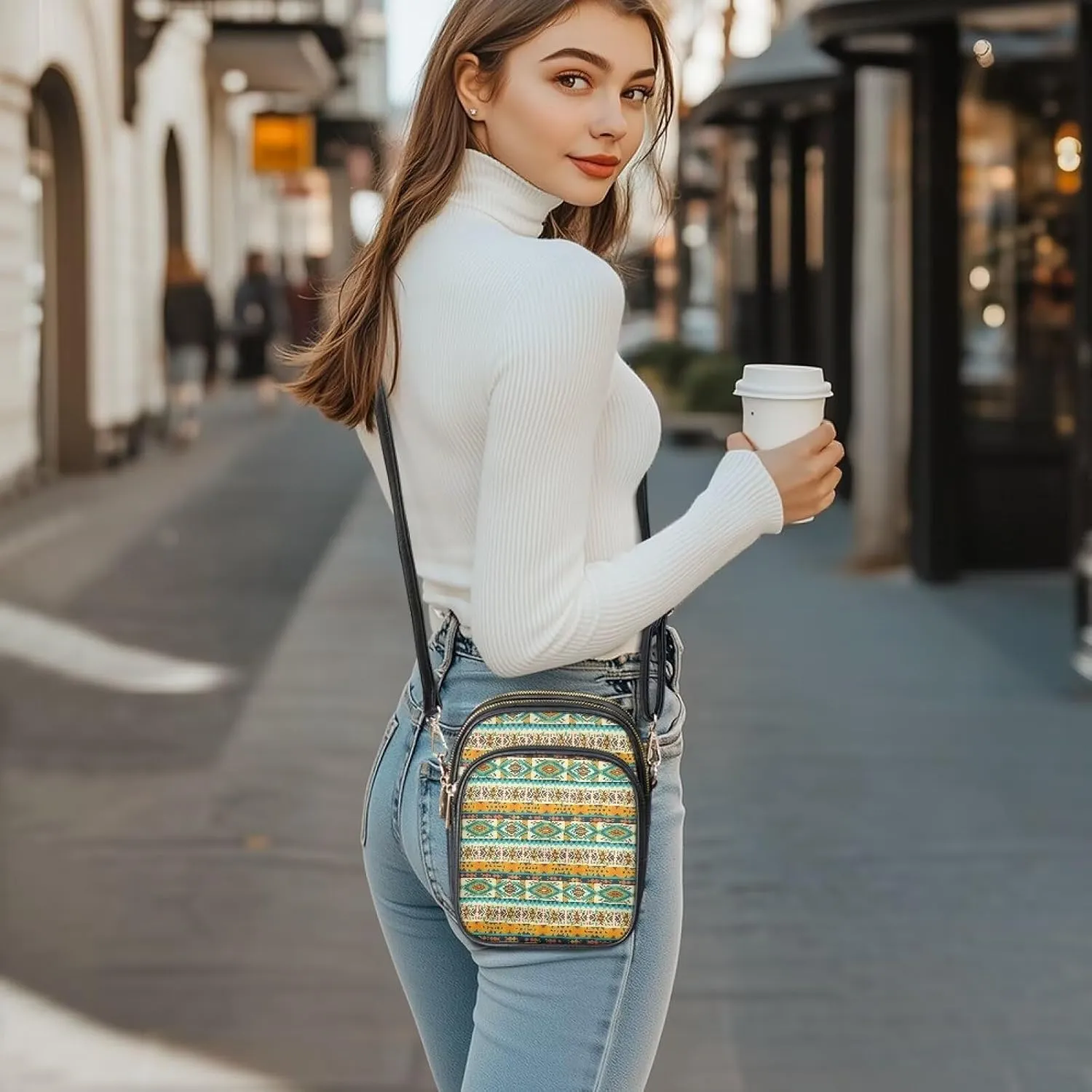 Multi Pocket PU Leather Crossbody Bag Shoulder Handbags Sling Bag Messenger Bags with Adjustable Strap