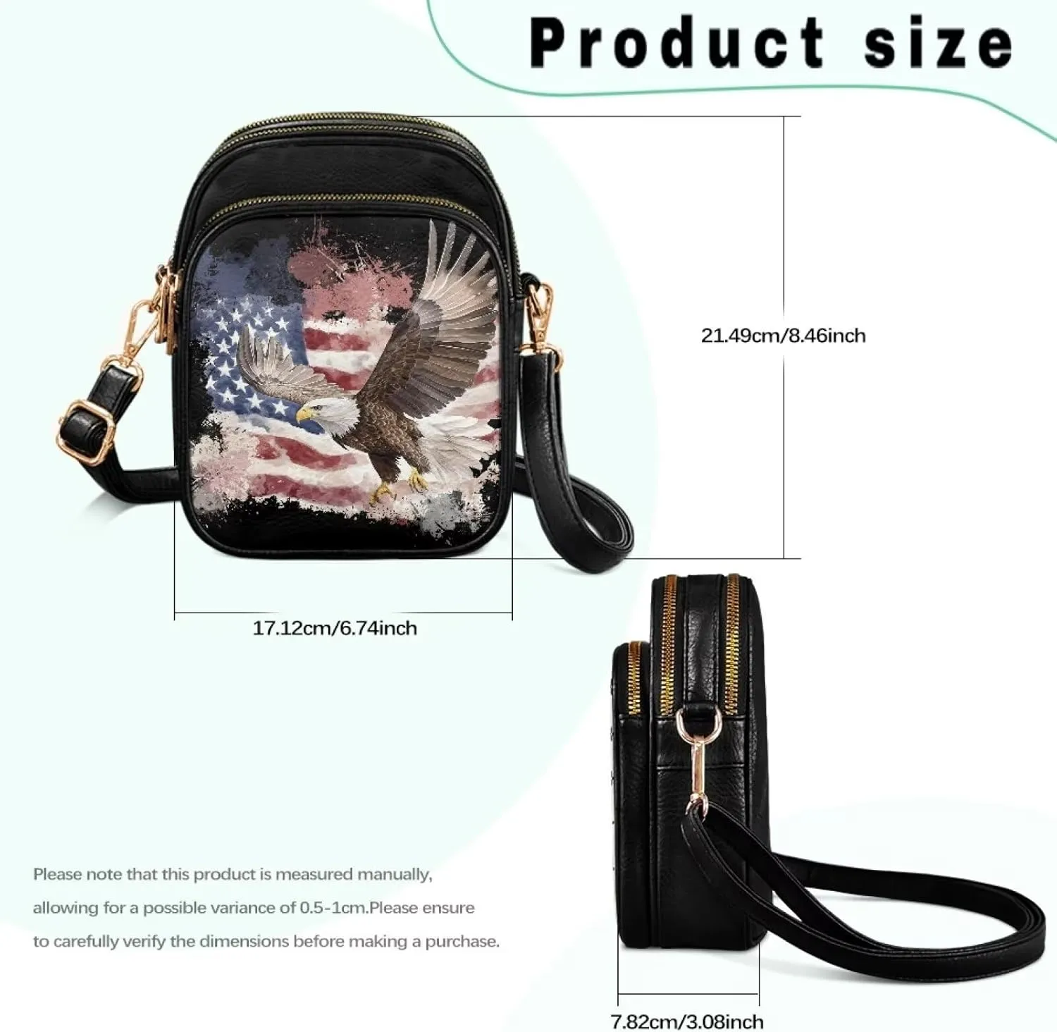 Multi Pocket PU Leather Crossbody Bag Shoulder Handbags Sling Bag Messenger Bags with Adjustable Strap