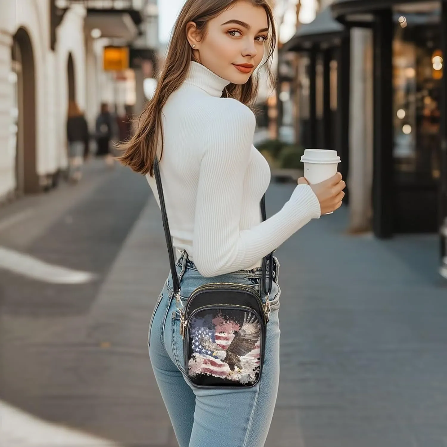 Multi Pocket PU Leather Crossbody Bag Shoulder Handbags Sling Bag Messenger Bags with Adjustable Strap
