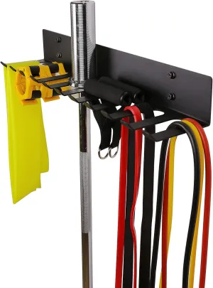 Multi-Purpose Storage Rack Resistance Bands Rack Gym Storage Rack Fitness Bands Rack Heavy Duty Rack 11 Hooks for Resistance Bands, Straps, Jump Ropes, Foam Rollers, Weight Belts, Tools (L-23")