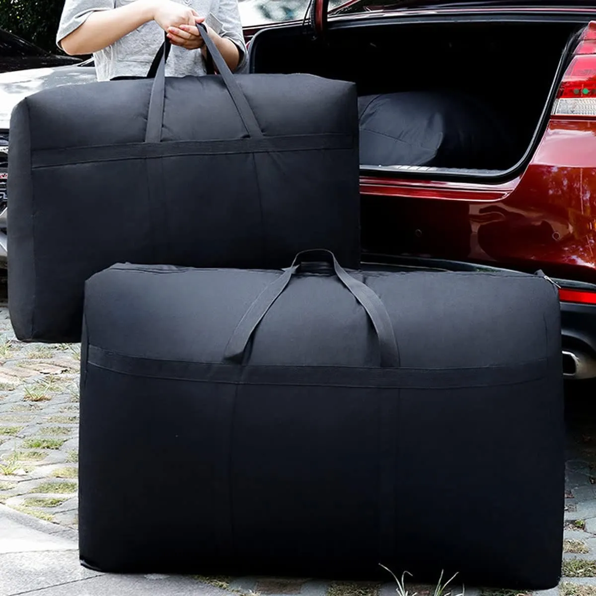 Multipurpose Extra Large Heavy Duty Storage Bags Duffle Bags for Space Saving Moving Storage (120L, Red)